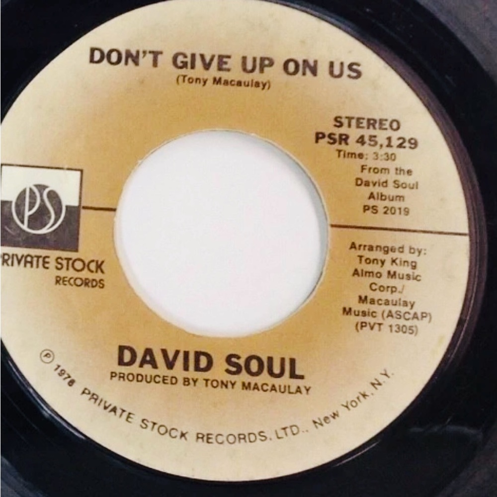 45 RPM David Soul Black Bean Soup Don't Give Up On Us Original Vinyl Record 1976